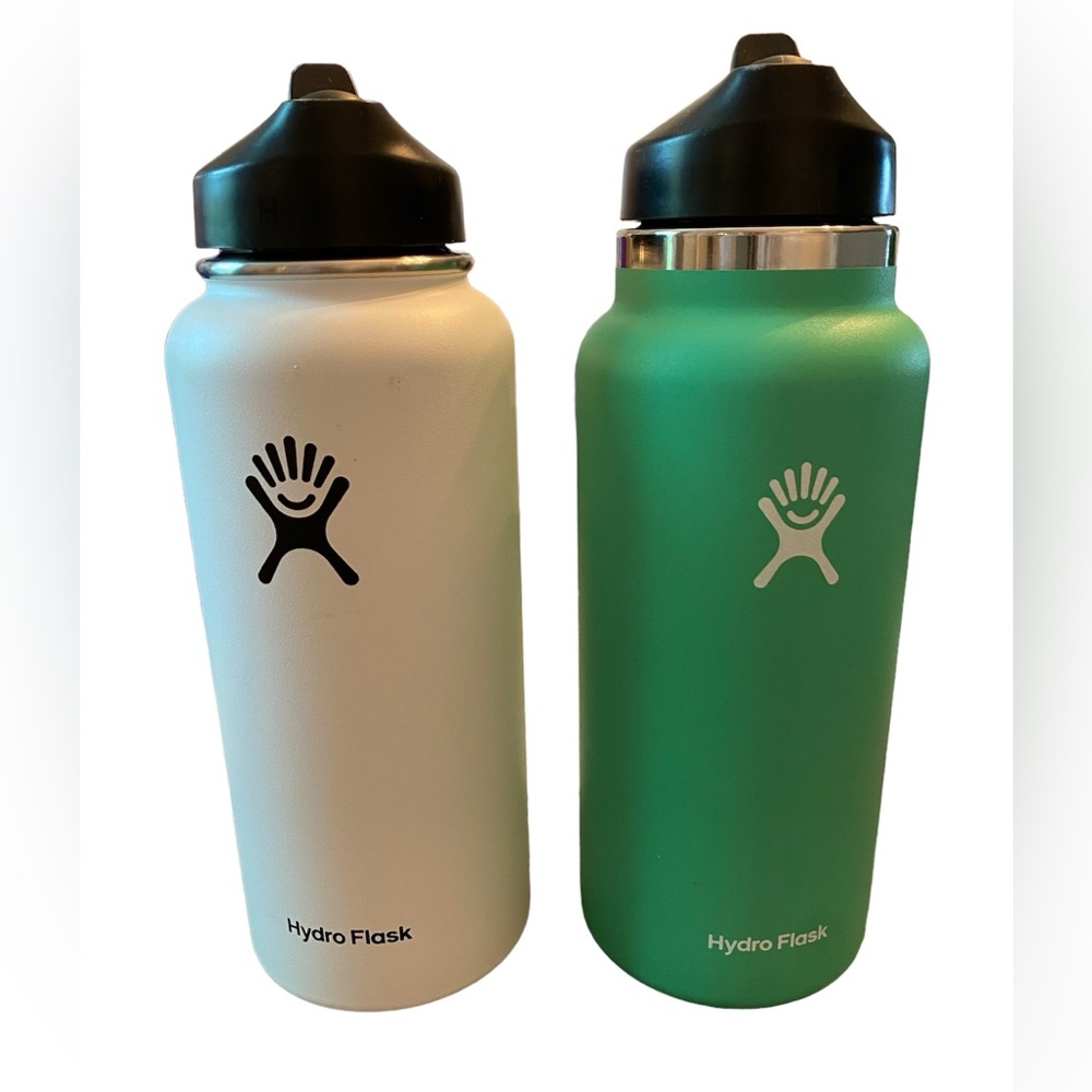 Hydro Flask- white & green